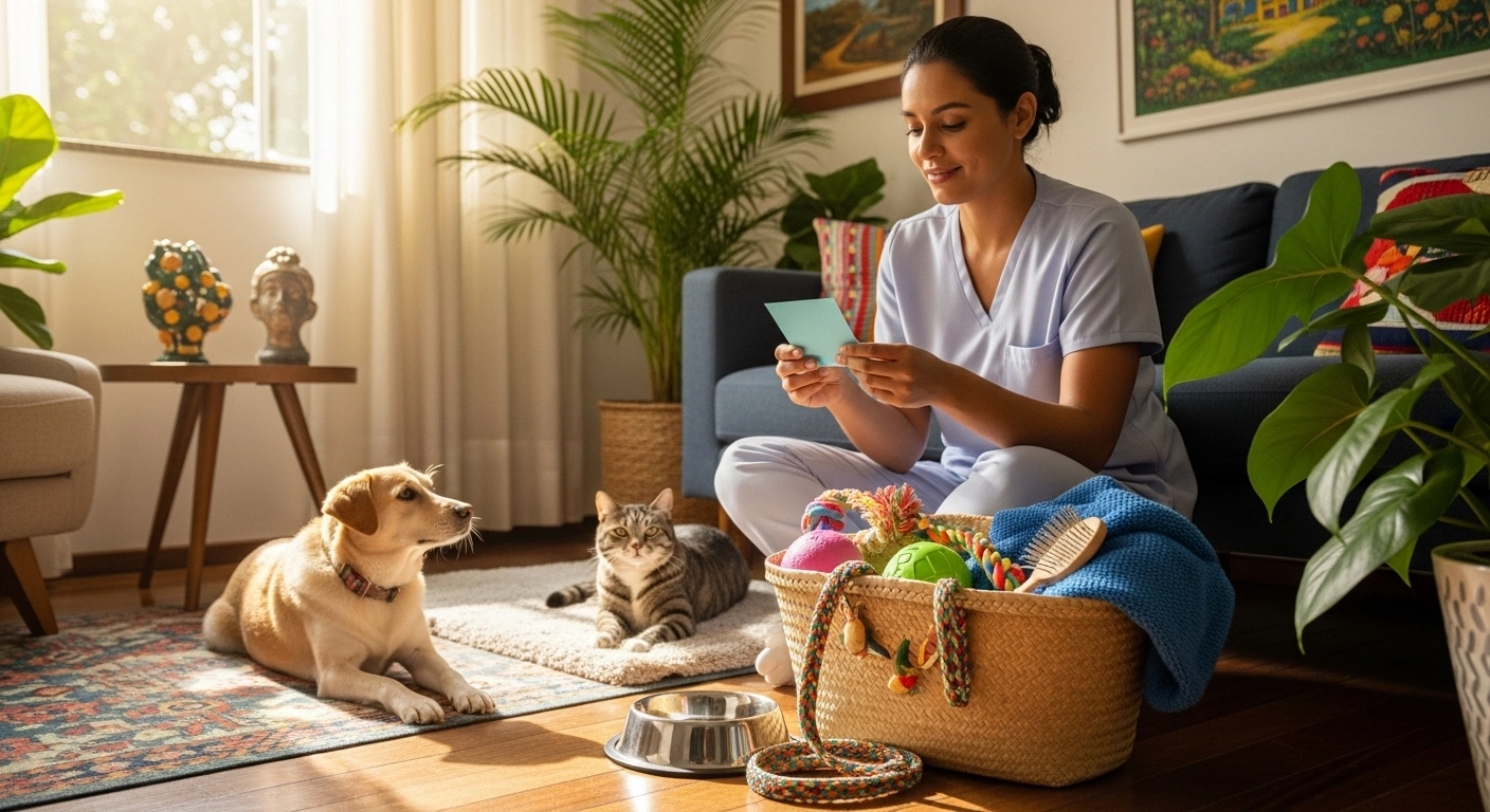 Texto simples para pedir ao cuidador que use apenas os itens do animal
