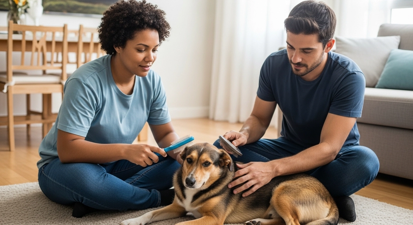 Texto para combinar a rotina de escovação do cachorro com outra pessoa da casa