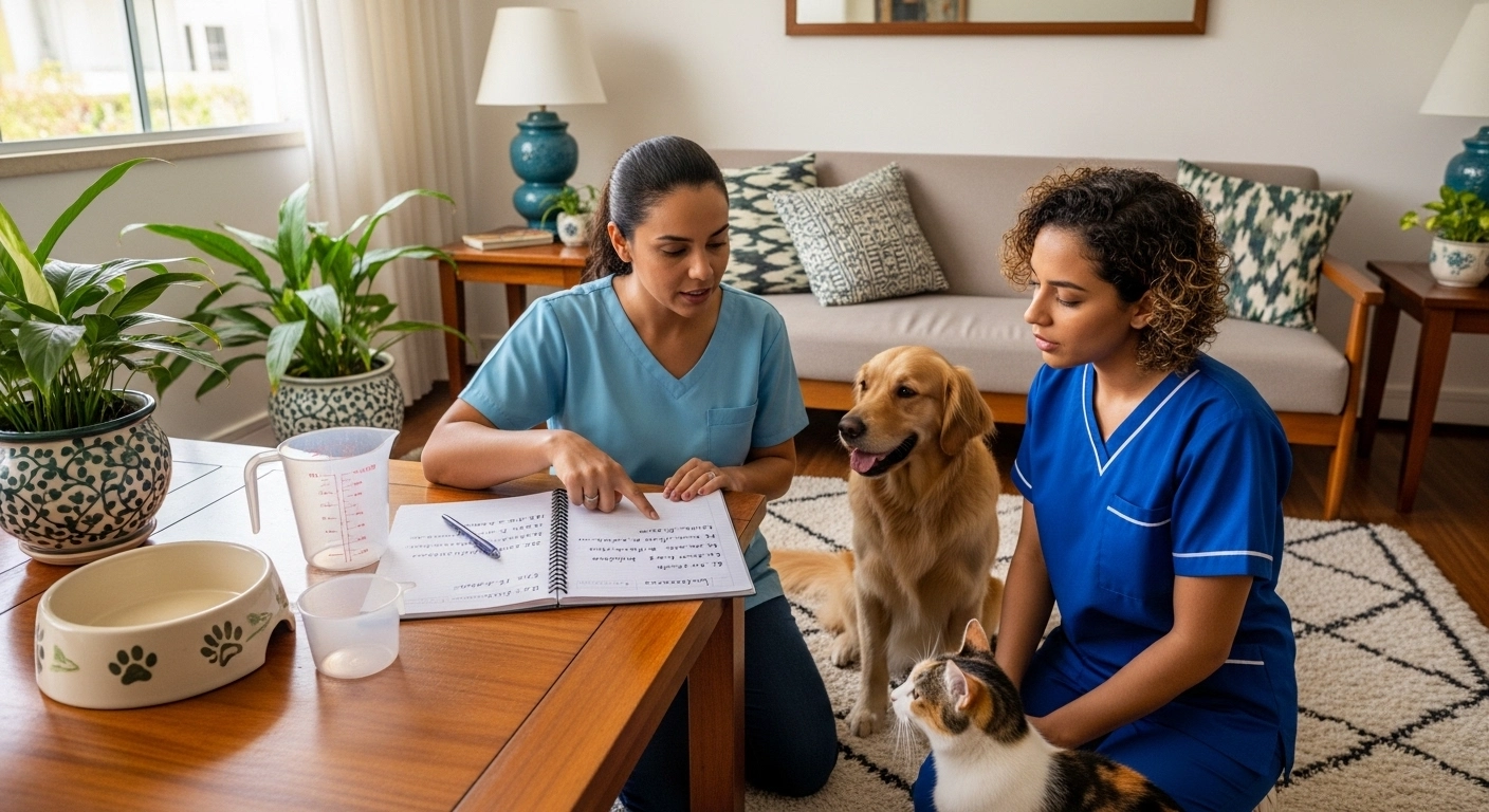 Texto pronto para pedir ao cuidador os horários da alimentação do pet