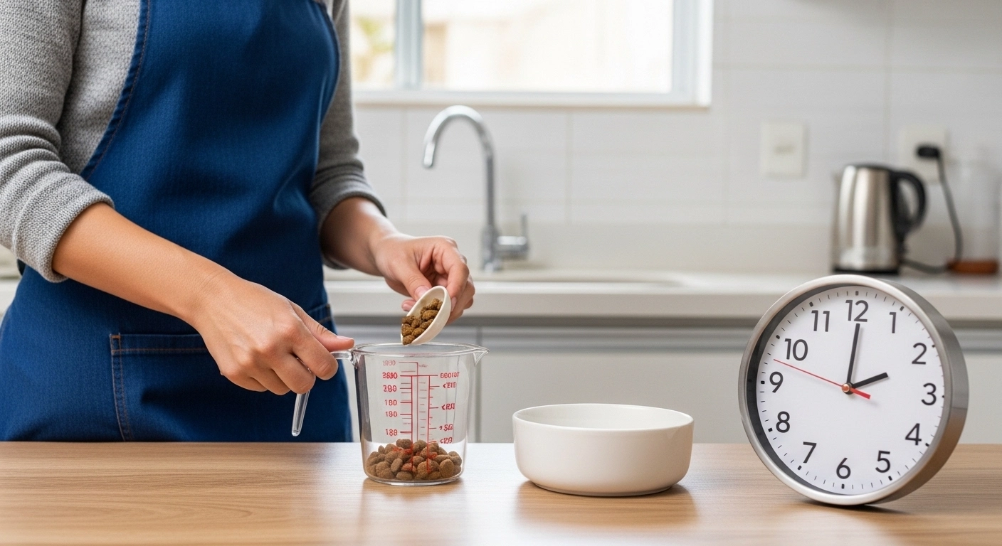 Mensagem pronta sobre quantidade de ração e horário das refeições