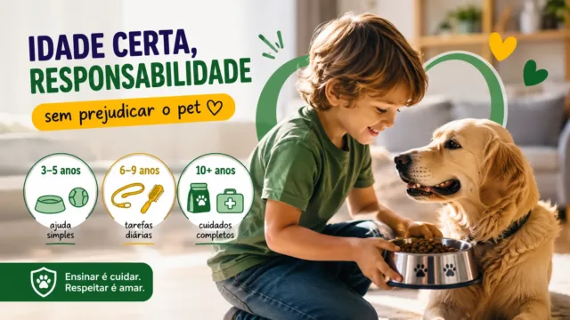 A idade certa para uma criança assumir responsabilidades com o pet da família sem que o animal sofra