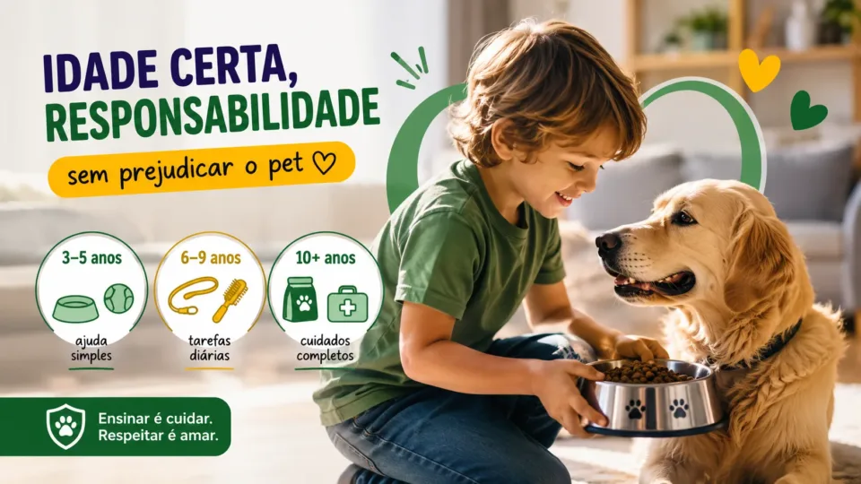 A idade certa para uma criança assumir responsabilidades com o pet da família sem que o animal sofra