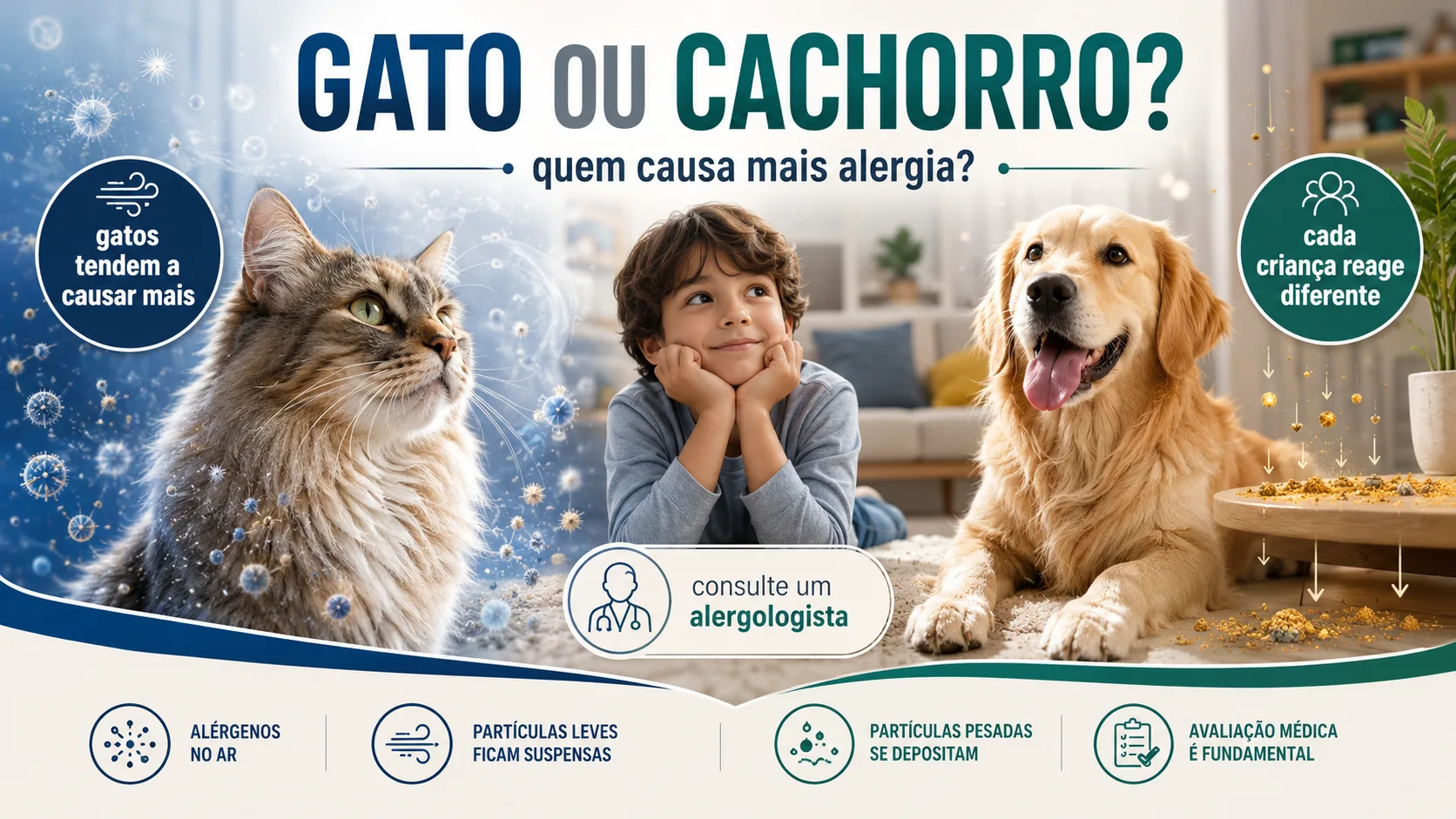 Cachorro ou gato: qual causa mais alergia em crianças?