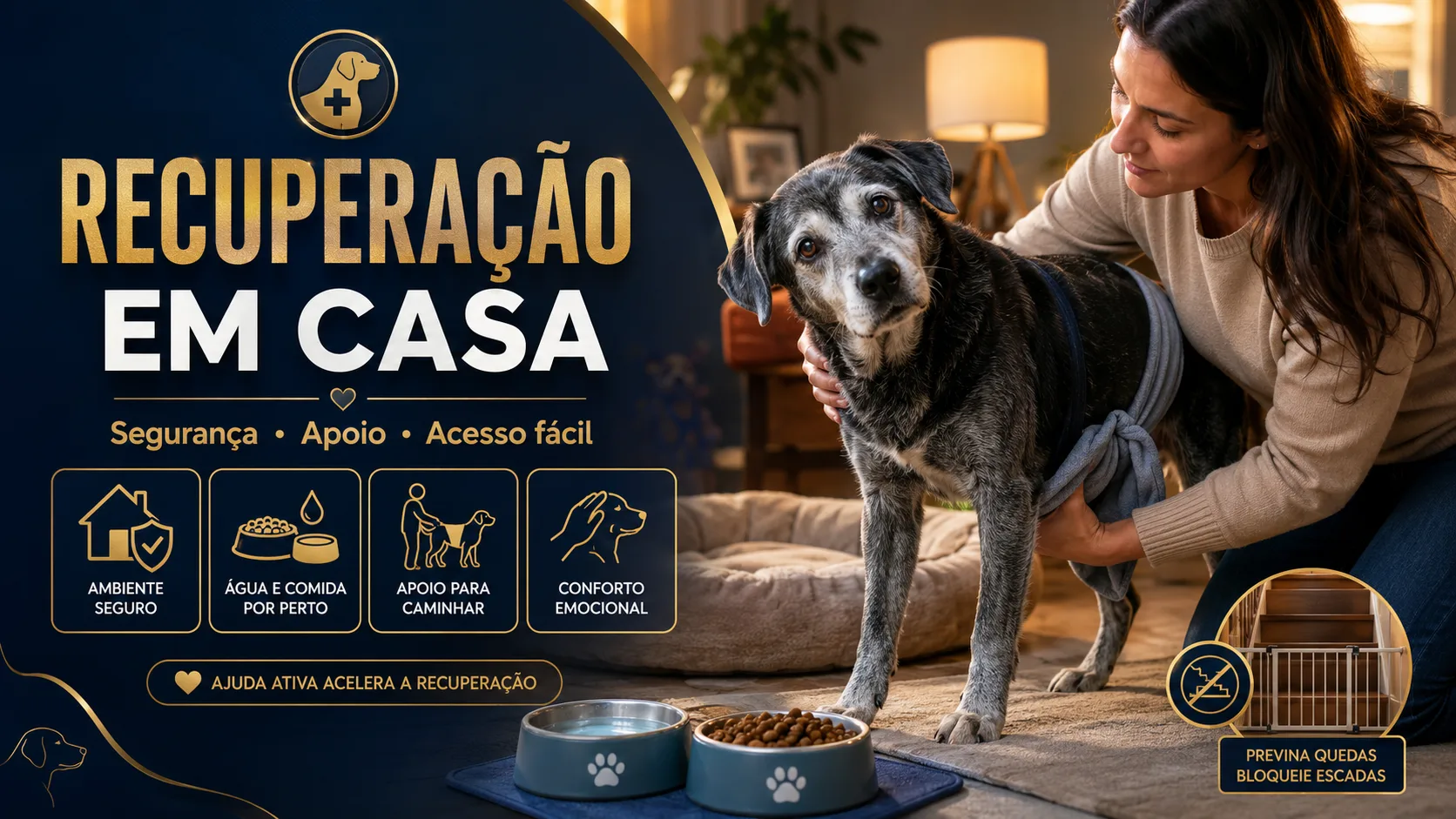 Como ajudar o cão em casa durante a recuperação
