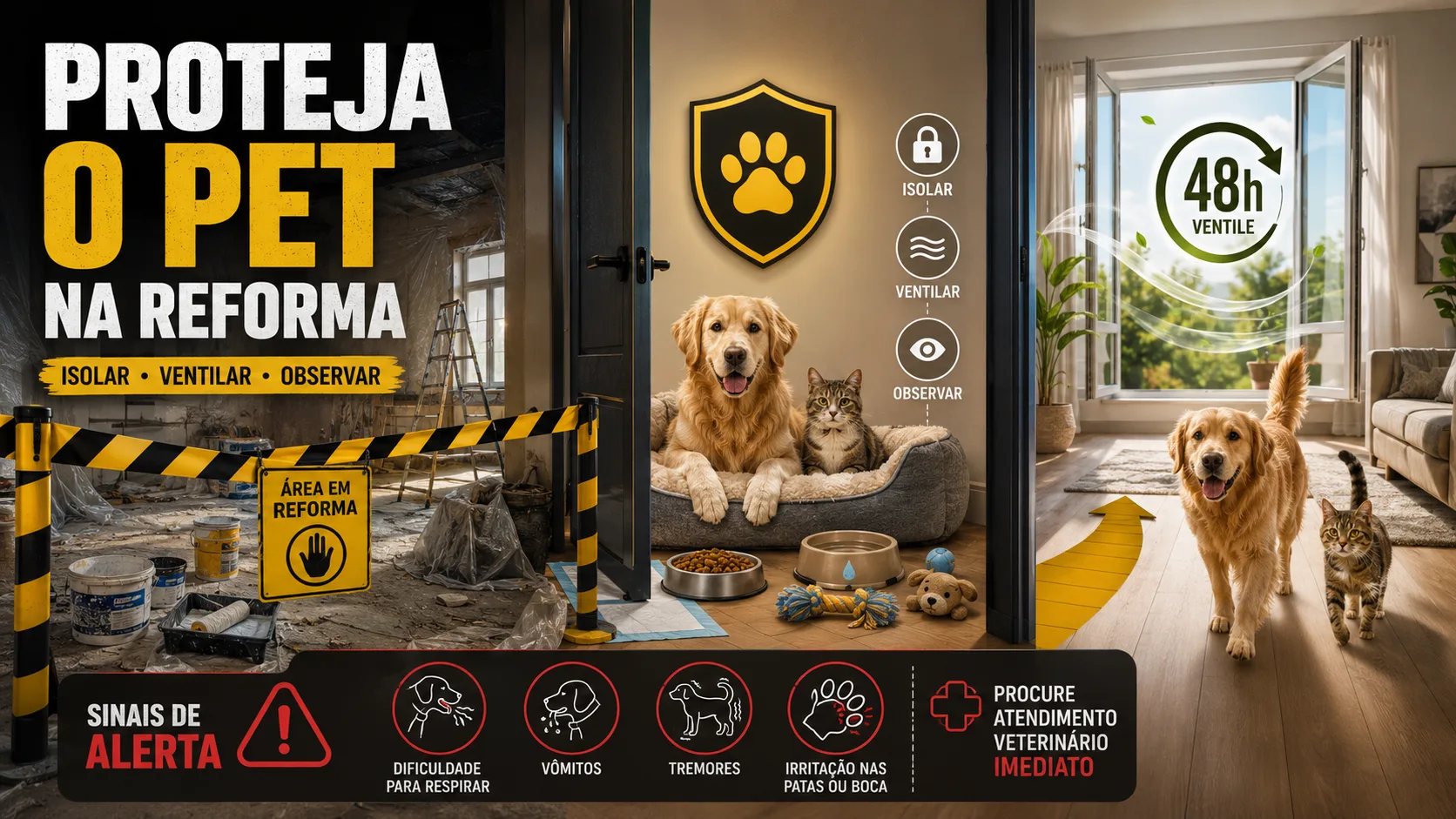 Como proteger o pet durante a reforma — do início ao fim
