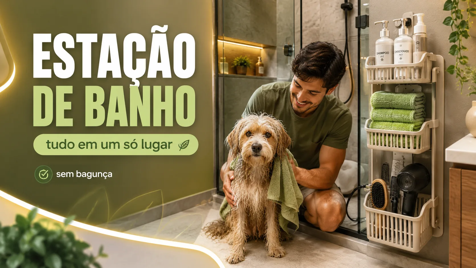 Estação de banho organizada — tudo em um só lugar sem bagunça