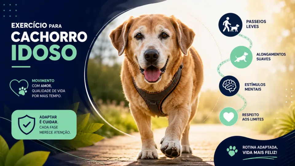 Exercício para cachorro idoso: como montar uma rotina adaptada sem forçar o seu pet