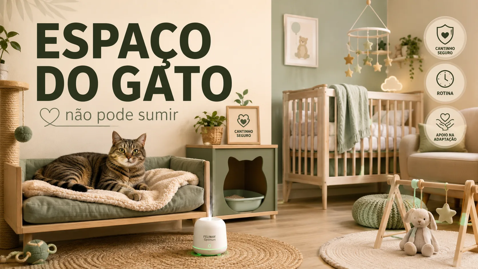 O espaço do gato não pode sumir quando o bebê chega