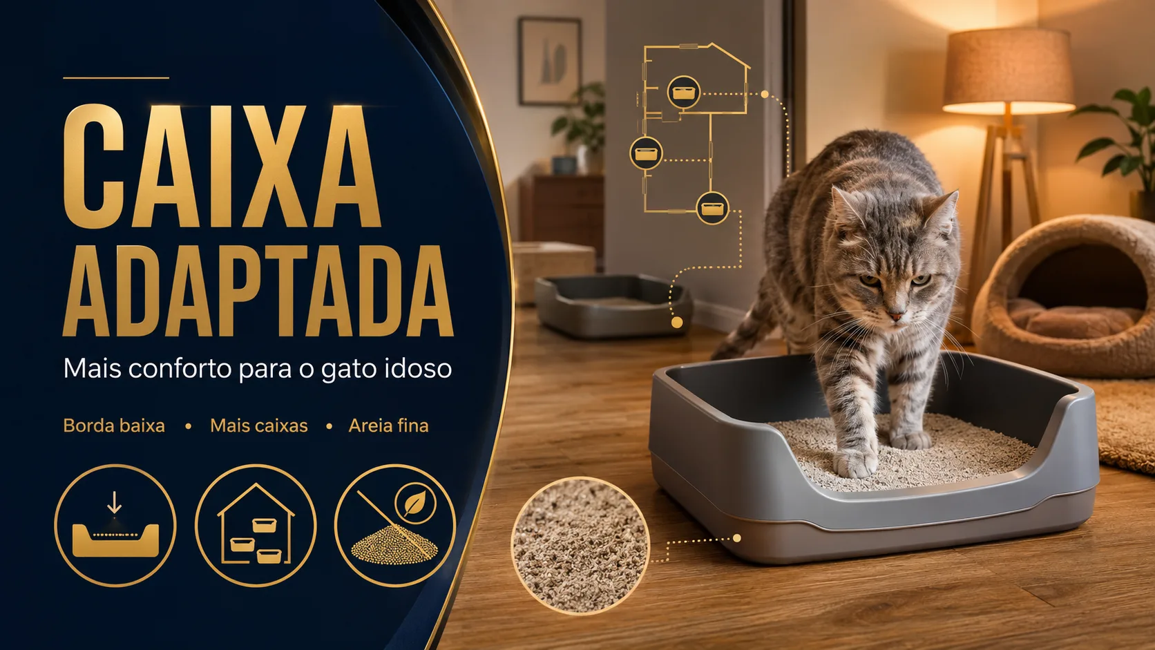 O que adaptar na caixa e no ambiente para facilitar a vida do gato idoso
