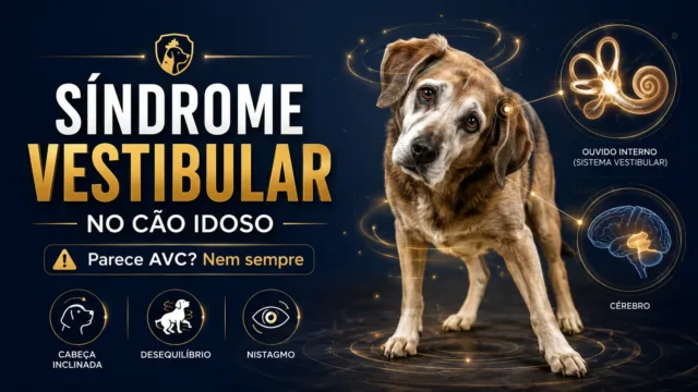 O que é a síndrome vestibular em cães idosos e por que parece um AVC mas nem sempre é