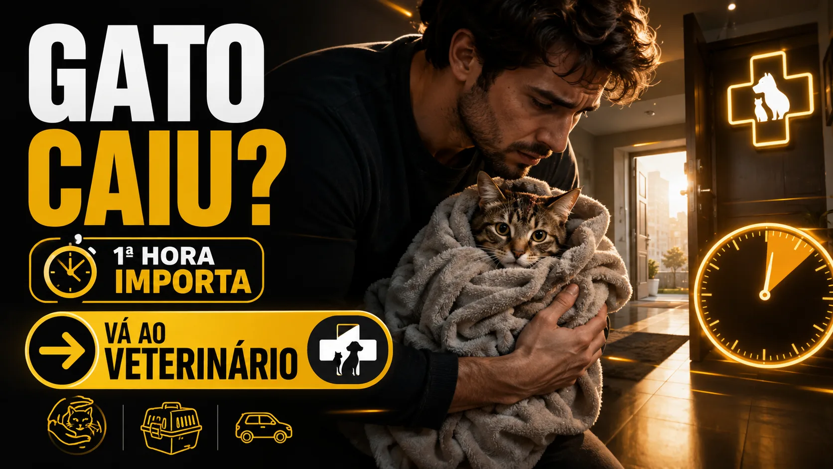 O que fazer se o gato cair — primeiros passos antes do veterinário