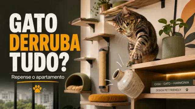 Por que o seu gato derruba tudo da prateleira e como resolver isso repensando o apartamento