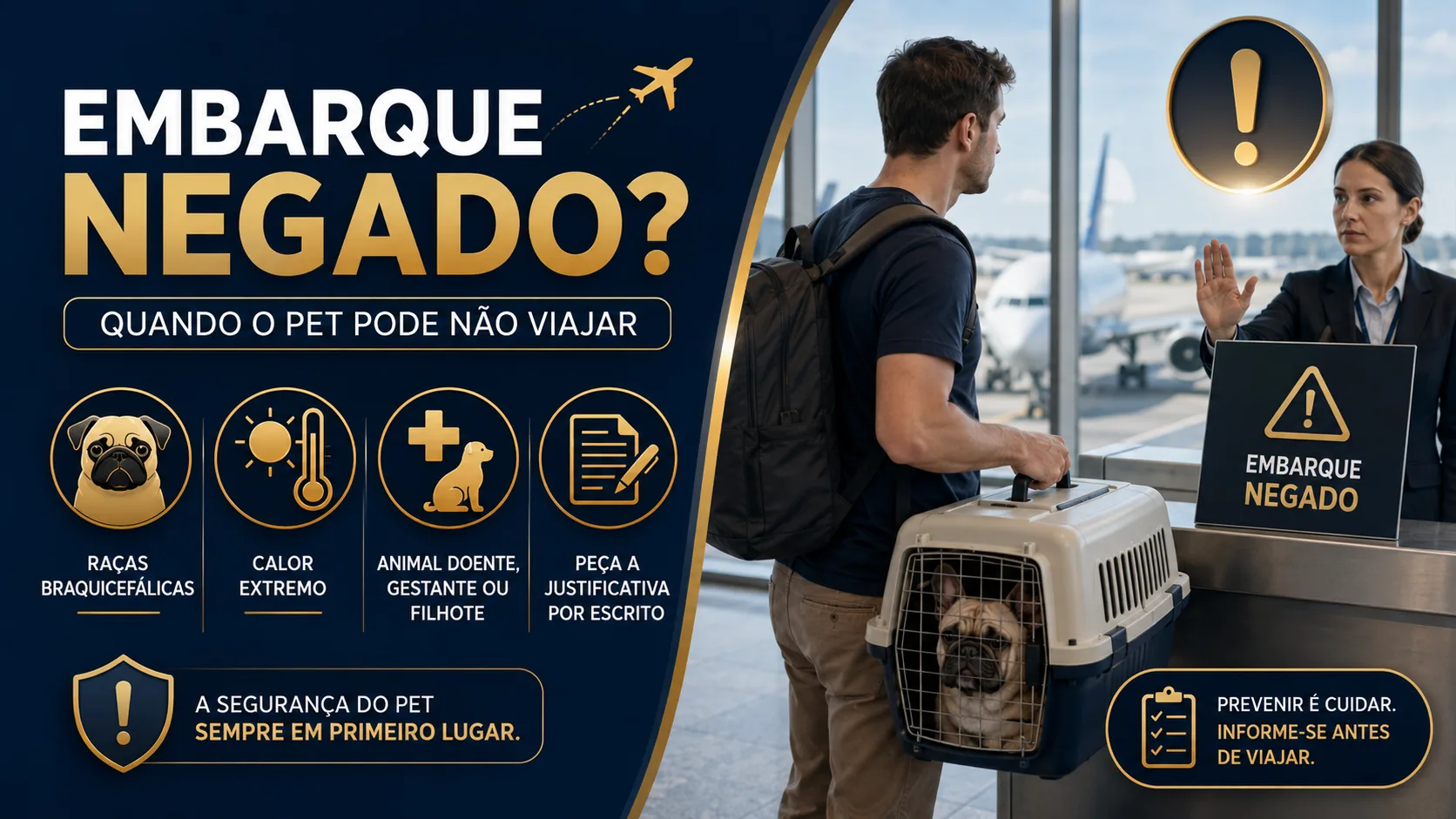 Situações que podem impedir o embarque do seu pet